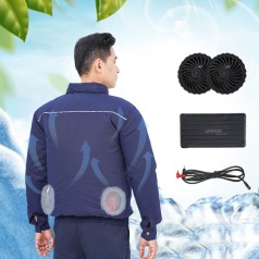 Áo điều hòa hai lớp cao cấp ADH03 màu xanh dương, Size M - Áo + Bộ phụ kiện