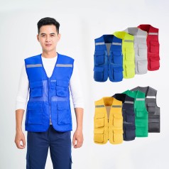 Áo bảo hộ gile phản quang phối lưới cao cấp NP54, Màu xanh dương - Size L