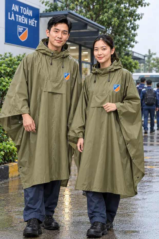 Áo mưa công ty 4 Áo mưa poncho (cánh dơi) in logo Nam Phát