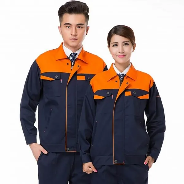 Áo bảo hộ lao động dài tay xanh than phối cam
