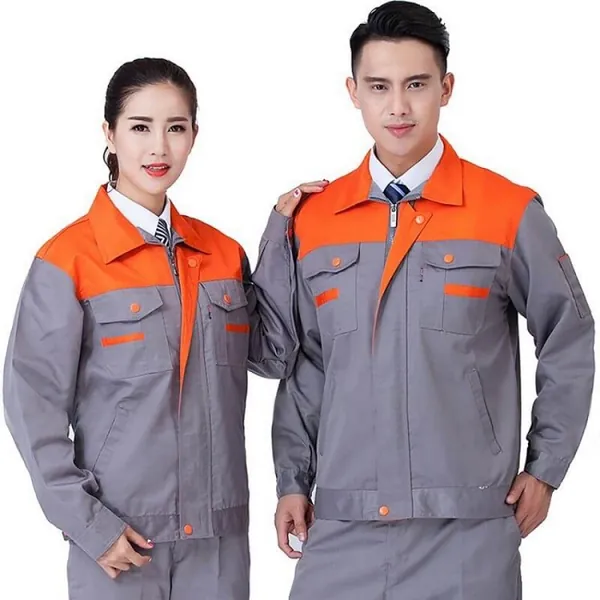 Quần áo bảo hộ công nhân xám phối cam