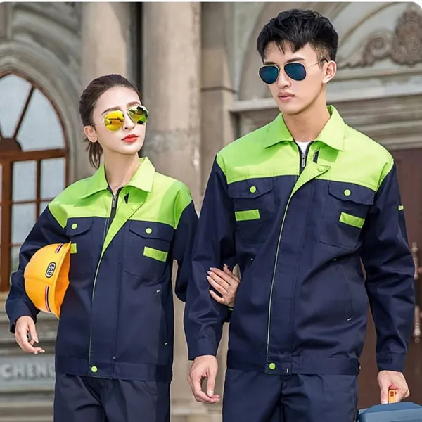 Đồng phục công nhân xanh than phối xanh chuối