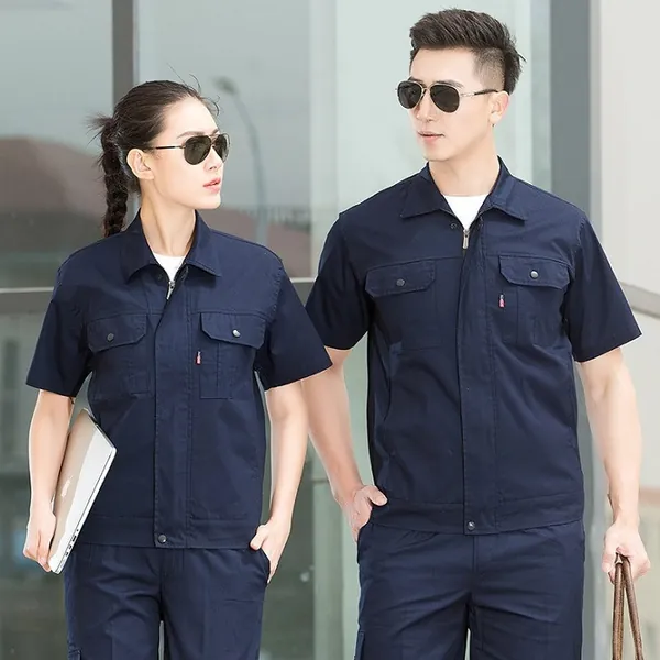 Áo bảo hộ ngắn tay xanh than